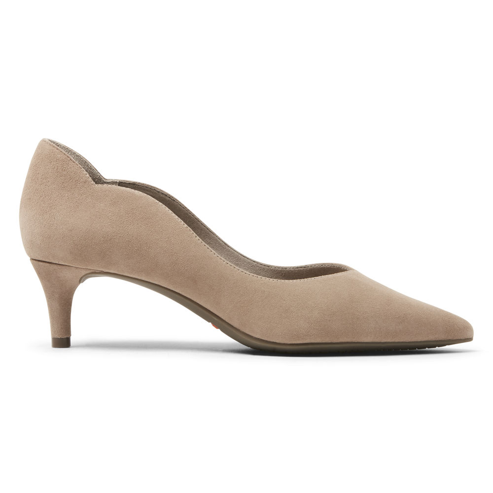 Rockport Hæler Sko Dame Khaki - Total Motion Noelle Scalloped-Back - LVWX65493